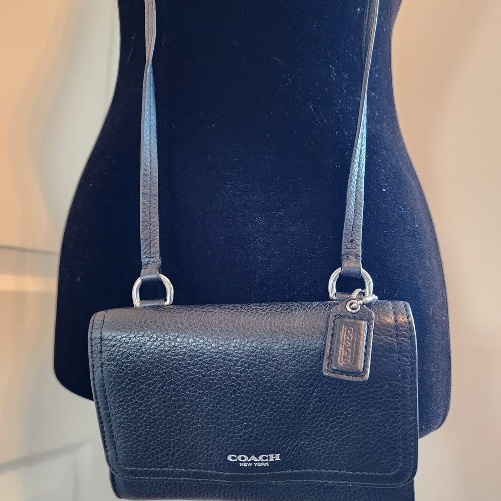 Coach Black Leather Crossbody Wallet Bag - Picture 8 of 11